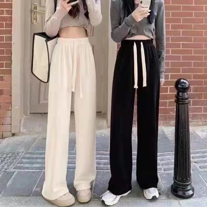 Ženske hlače od corduroya, visokim strukom, ravni kroj, opuštene casual hlače.