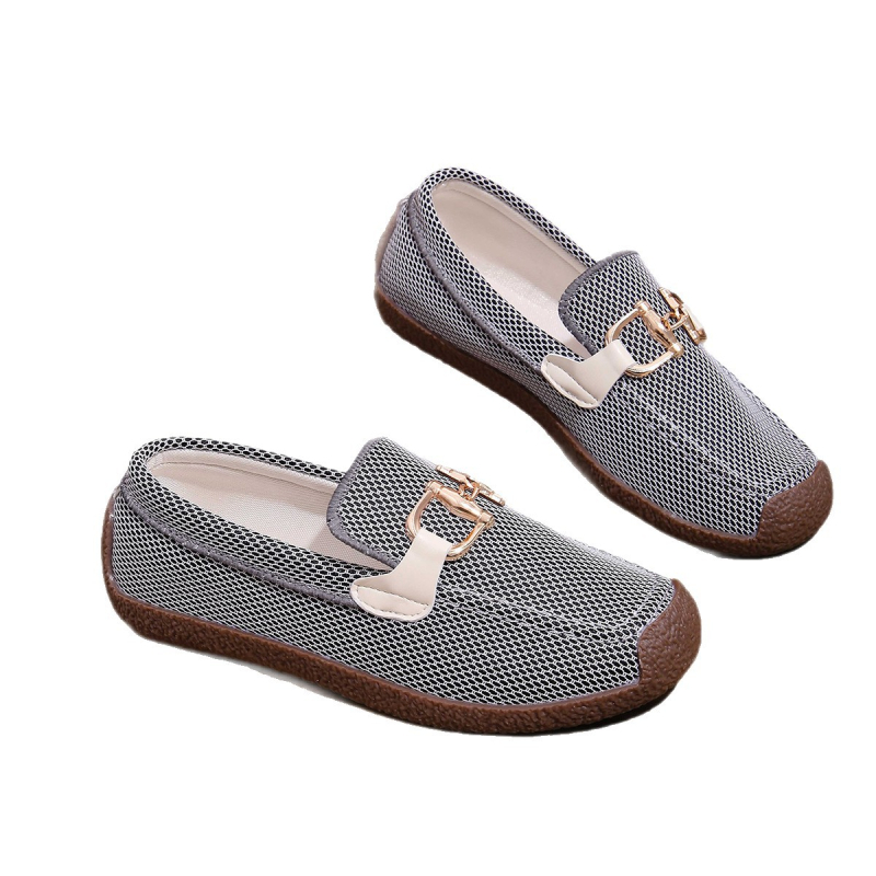 Ugodne ženske loaferice s metalnim lancem, gornji dio od mrežaste tkanine, slip-on, ravna potplata, veličina 43