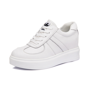 Γυναικείες λευκές δερμάτινες sneakers με διαπνοή από διχτυωτό ύφασμα, καλοκαιρινά casual παπούτσια με φαρδιά σόλα για αύξηση ύψους, για όλες τις εποχές, γερμανικά παπούτσια προπόνησης