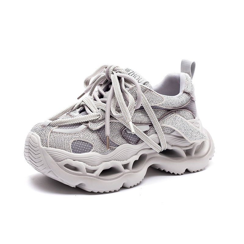 Jiezu 2025 jesensko-zimske ženske platforme cipele s kristalima, debelom potplatom, casual stil