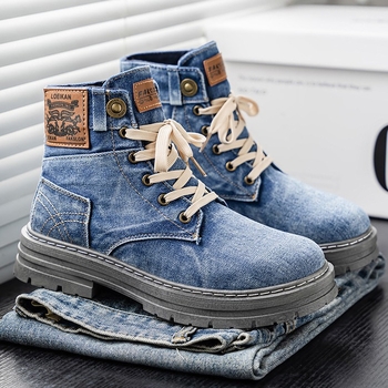 Prozračne muške cipele, britskog stila denim kanvas visoke čizme