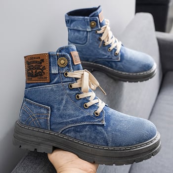 Prozračne muške cipele, britskog stila denim kanvas visoke čizme