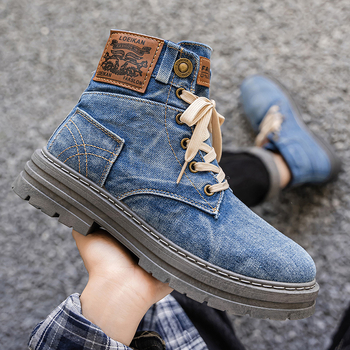 Prozračne muške cipele, britskog stila denim kanvas visoke čizme
