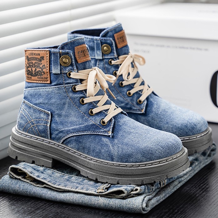 Prozračne muške cipele, britskog stila denim kanvas visoke čizme