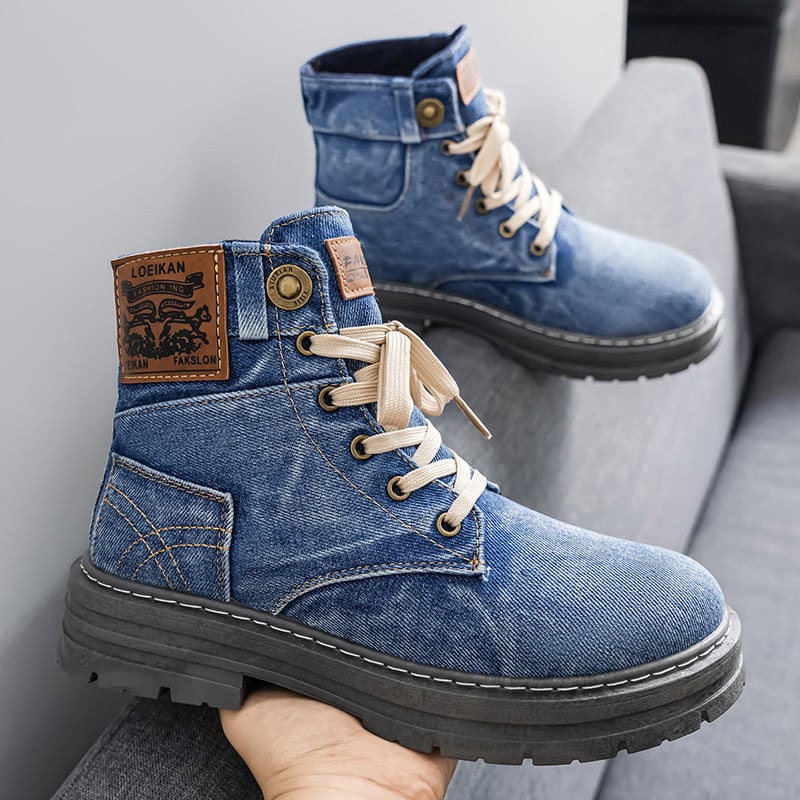 Prozračne muške cipele, britskog stila denim kanvas visoke čizme