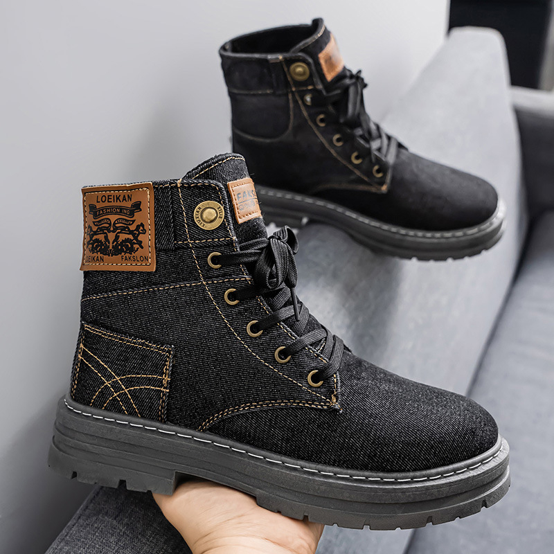 Prozračne muške cipele, britskog stila denim kanvas visoke čizme