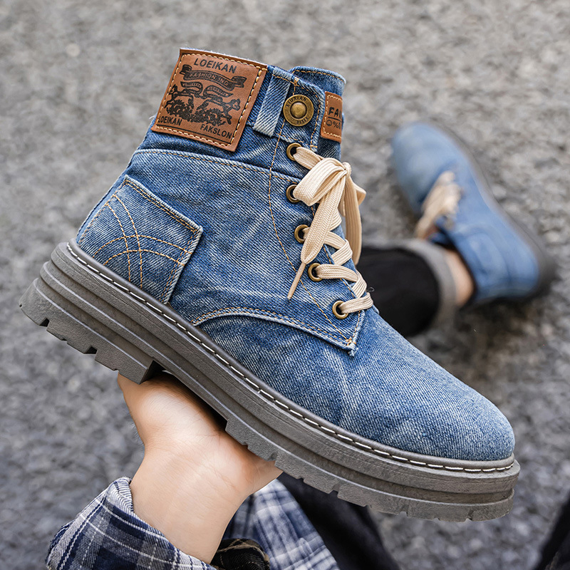 Prozračne muške cipele, britskog stila denim kanvas visoke čizme