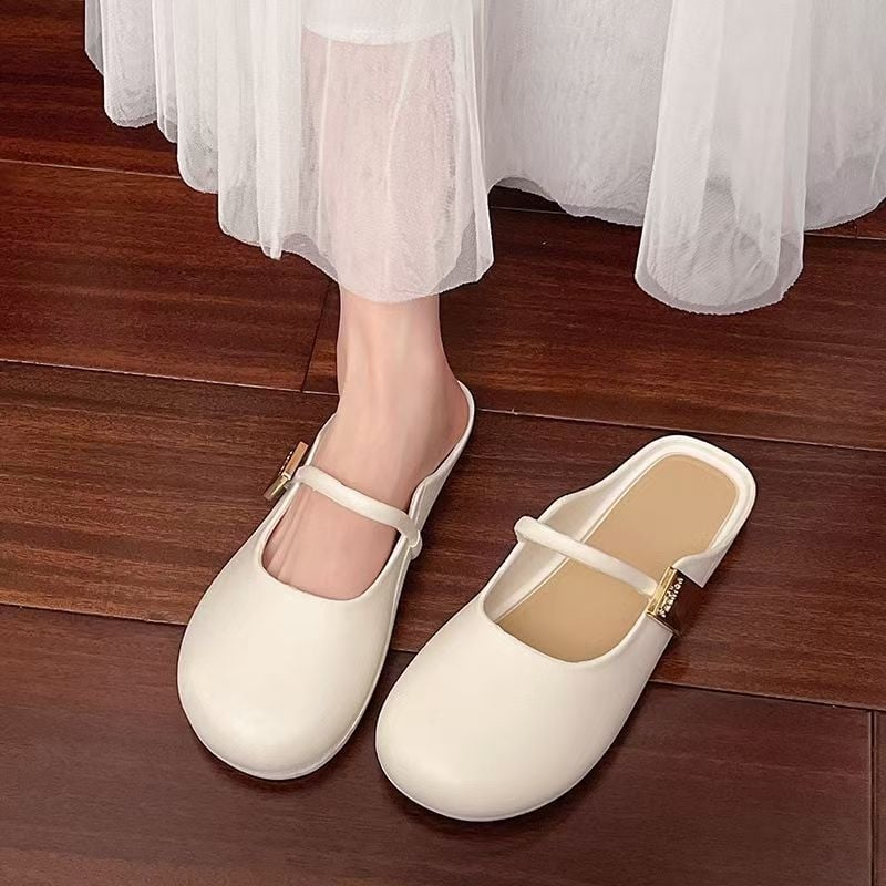 Női kültéri papucs nyitott orral, nyár 2026, új trend, lapos slip-on, csúszásmentes, puha talp