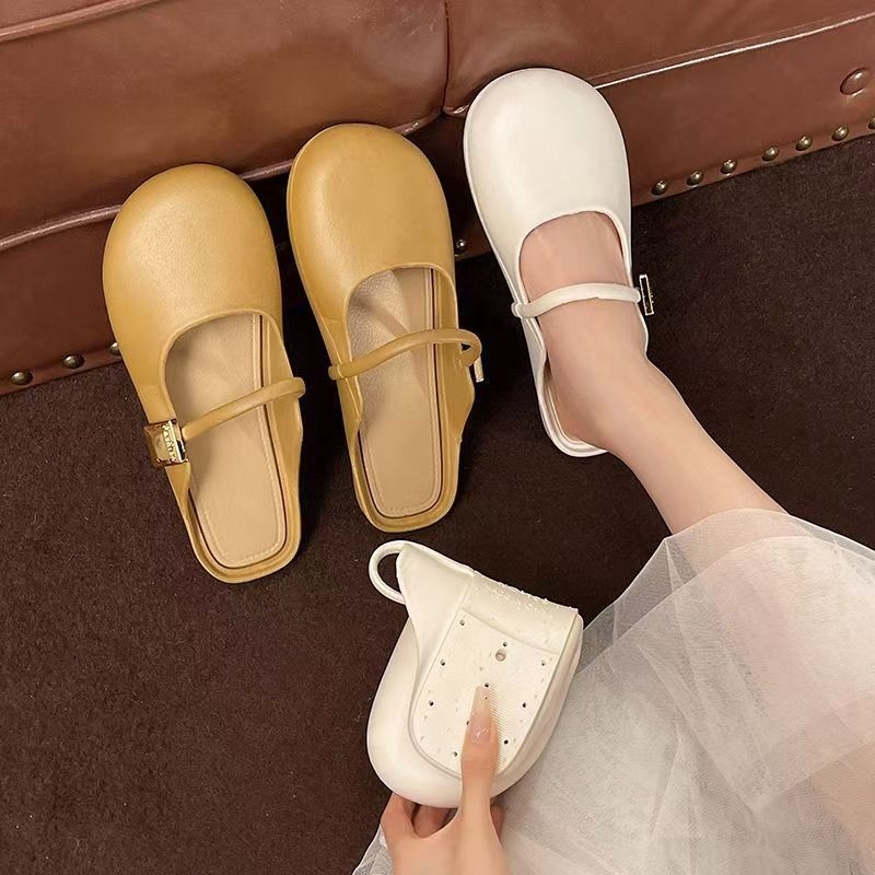 Női kültéri papucs nyitott orral, nyár 2026, új trend, lapos slip-on, csúszásmentes, puha talp