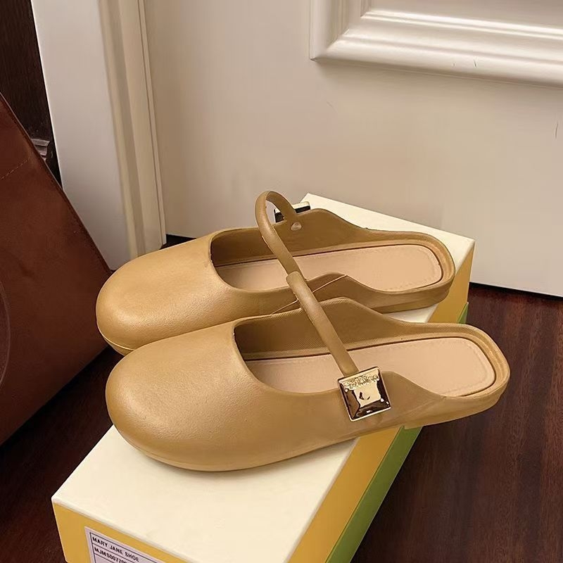 Női kültéri papucs nyitott orral, nyár 2026, új trend, lapos slip-on, csúszásmentes, puha talp