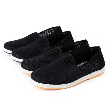 Muške ljetne tenisice od platna s mrežastim gornjim dijelom, prozračne, mekana potplata, protuklizne, slip-on, casual posao, crne