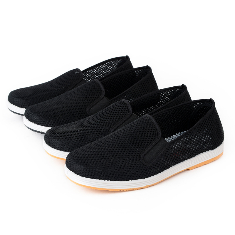 Muške ljetne tenisice od platna s mrežastim gornjim dijelom, prozračne, mekana potplata, protuklizne, slip-on, casual posao, crne