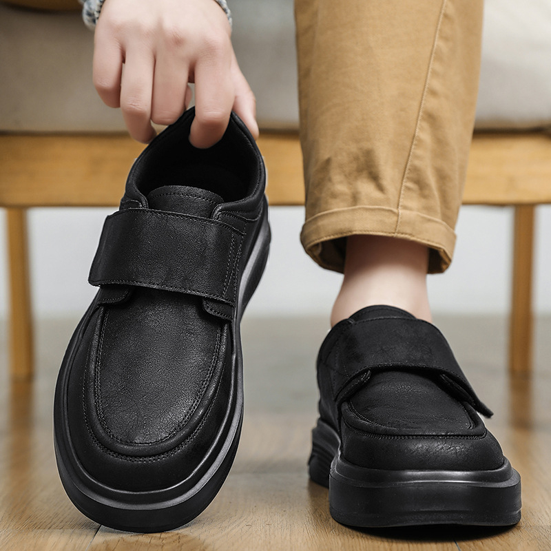 Muške cipele Velcro, retro britski stil, debela potplata, casual kožne radne cipele