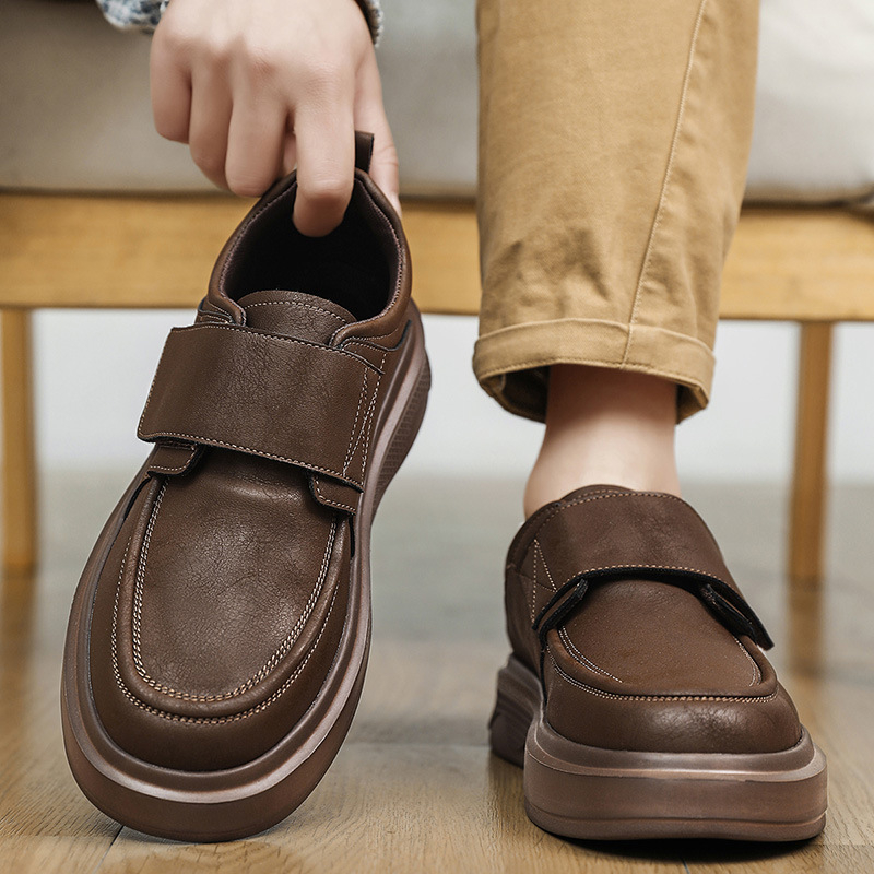 Muške cipele Velcro, retro britski stil, debela potplata, casual kožne radne cipele