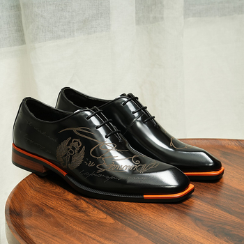 Мъжки официални обувки Оксфорди от лакирана кожа с декоративен рисунък, вдъхновени от британски стил