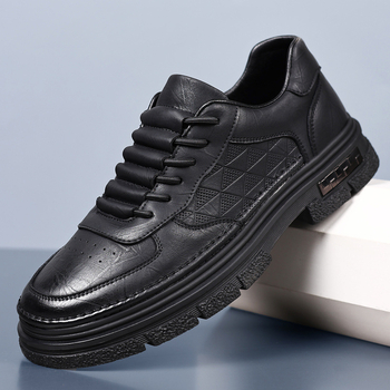Muške casual kožne cipele, jesen 2024, prozračne, britanski stil, zaobljeni vrh, niski potplat, gornji dio od dvostruke goveđe kože, PU ulošak, kožna podstava, gumeni potplat, vezanje
