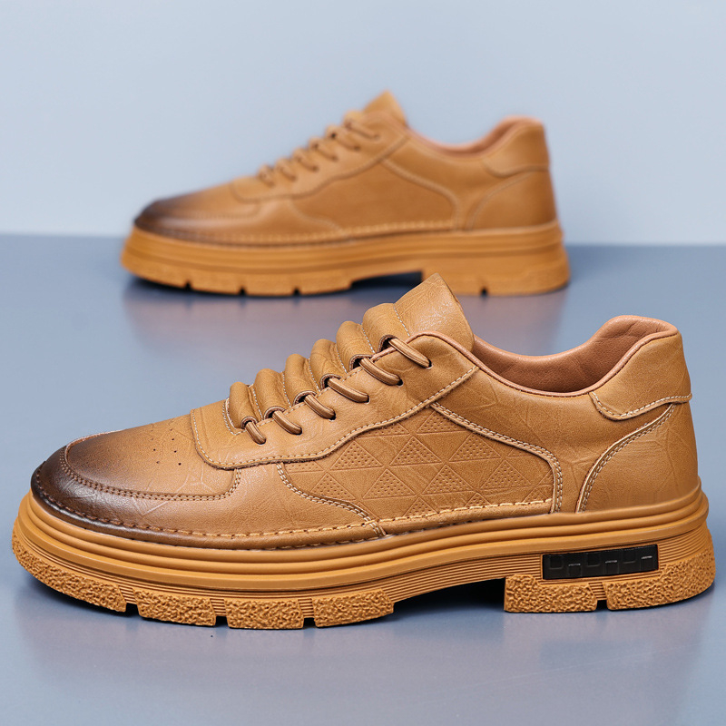 Muške casual kožne cipele, jesen 2024, prozračne, britanski stil, zaobljeni vrh, niski potplat, gornji dio od dvostruke goveđe kože, PU ulošak, kožna podstava, gumeni potplat, vezanje