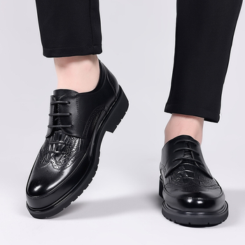 Muške kožne cipele – poslovno i casual stil, brogue stil, prozračna, velika veličina