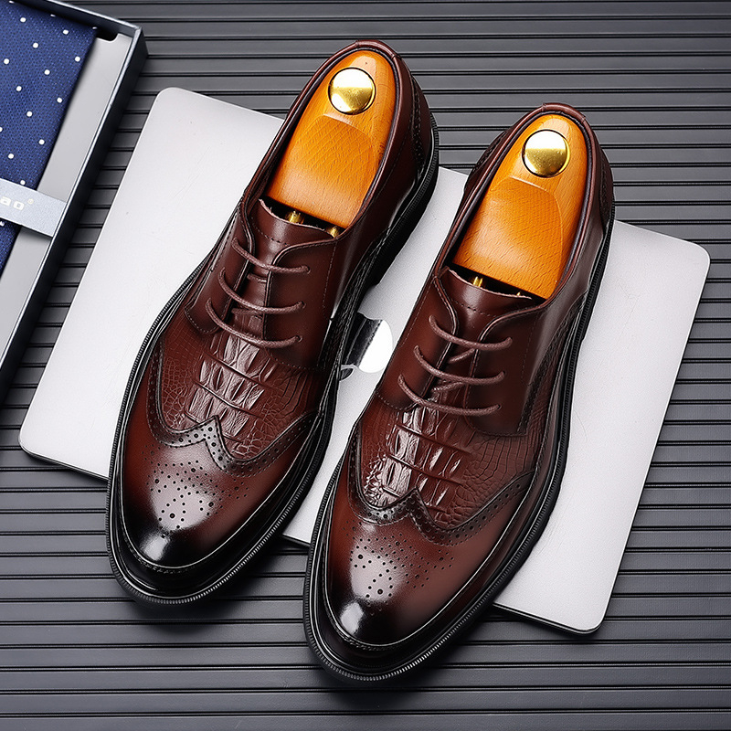 Muške kožne cipele – poslovno i casual stil, brogue stil, prozračna, velika veličina