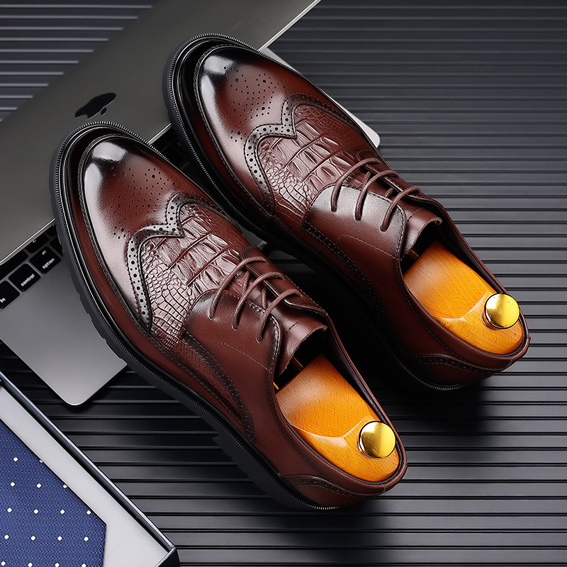 Muške kožne cipele – poslovno i casual stil, brogue stil, prozračna, velika veličina