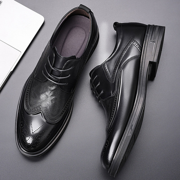 Muške kožne brogue cipele, britanski stil za poslovno i casual nošenje, prava koža, prozračne, pogodne za mladoženju