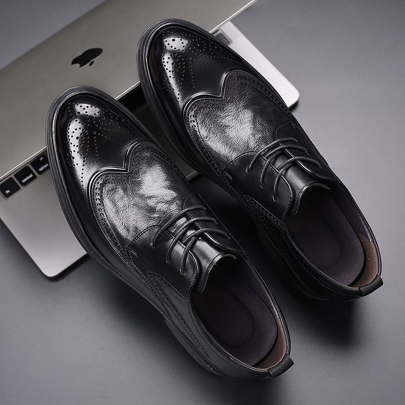 Muške kožne brogue cipele, britanski stil za poslovno i casual nošenje, prava koža, prozračne, pogodne za mladoženju