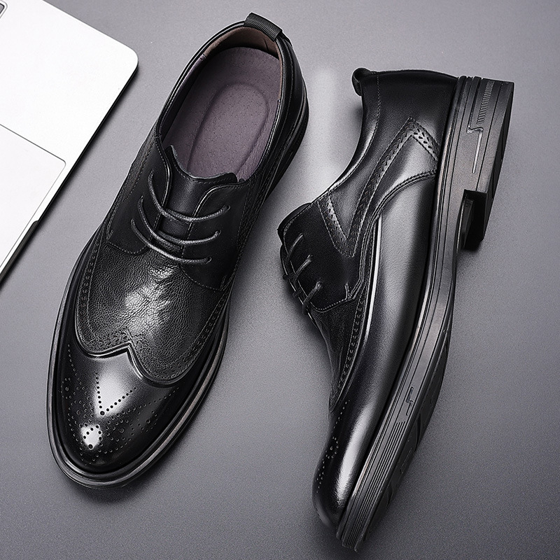 Muške kožne brogue cipele, britanski stil za poslovno i casual nošenje, prava koža, prozračne, pogodne za mladoženju