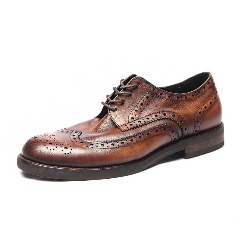 1107-3 Muške brogue cipele od kože prvog sloja, britski stil, ručna izrada, vintage efekt pranjem