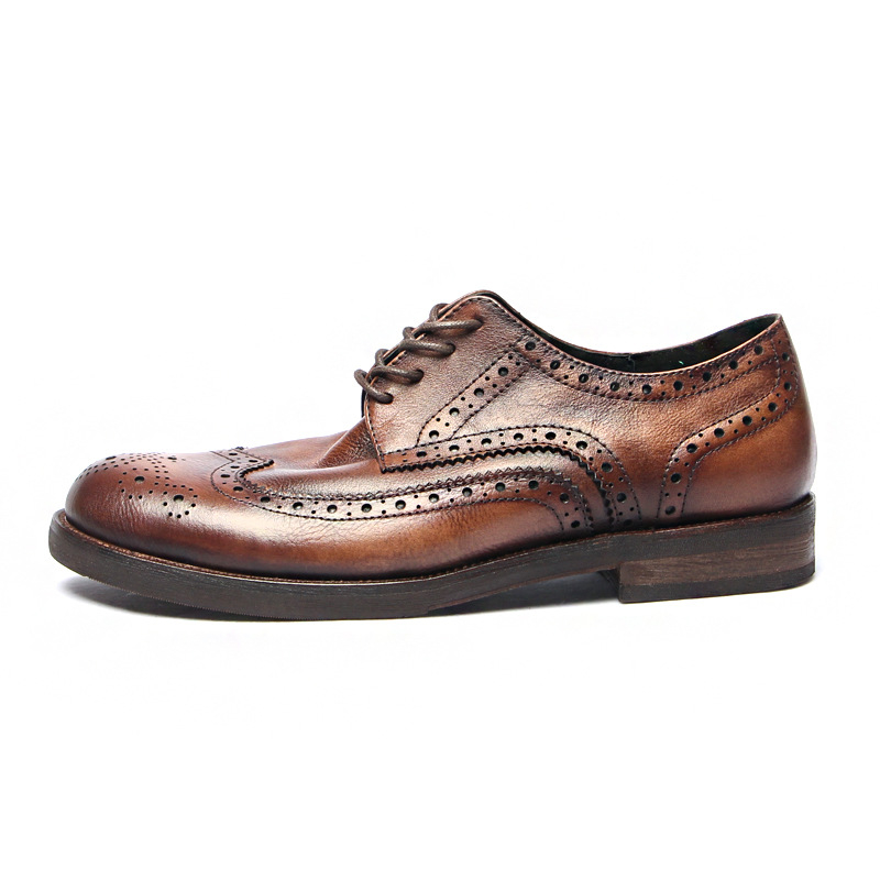1107-3 Muške brogue cipele od kože prvog sloja, britski stil, ručna izrada, vintage efekt pranjem