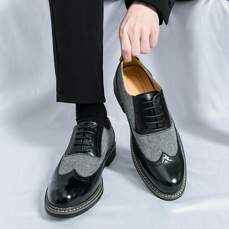 Muške kožne cipele Oxford Brogue s patchworkom, velike veličine, formalne poslovne obuće, 2025 proljeće–jesen