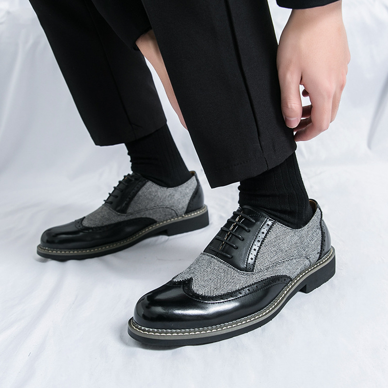 Muške kožne cipele Oxford Brogue s patchworkom, velike veličine, formalne poslovne obuće, 2025 proljeće–jesen
