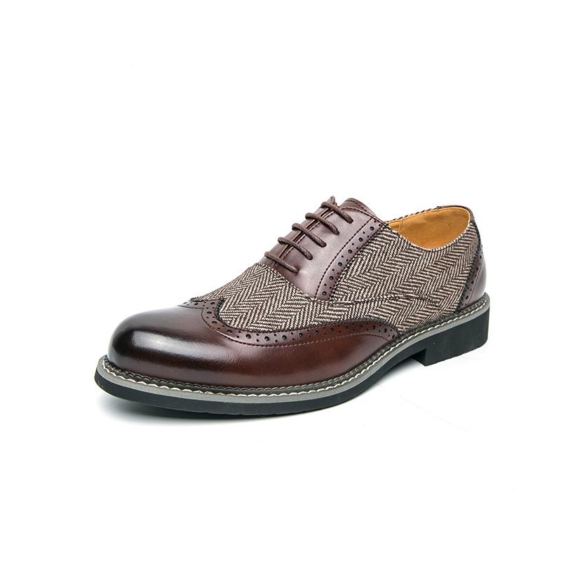Muške kožne cipele Oxford Brogue s patchworkom, velike veličine, formalne poslovne obuće, 2025 proljeće–jesen