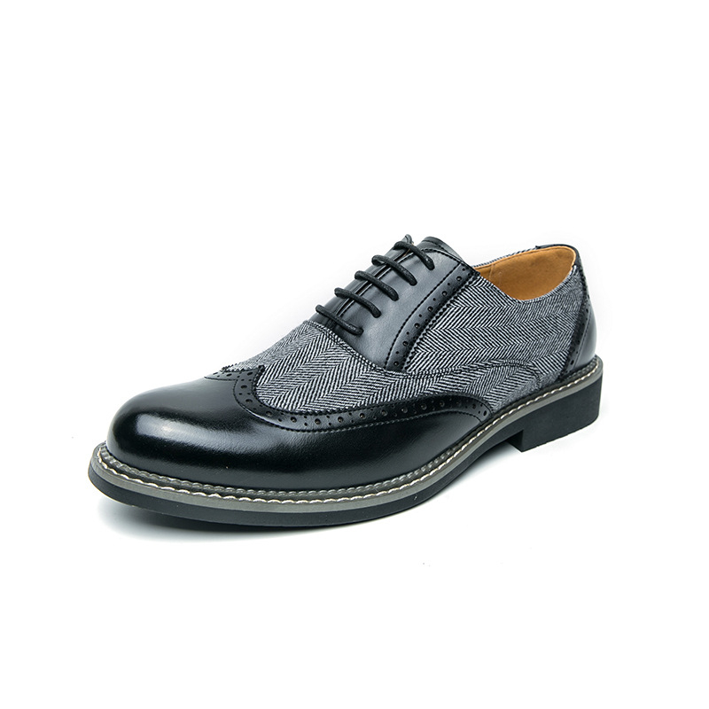 Muške kožne cipele Oxford Brogue s patchworkom, velike veličine, formalne poslovne obuće, 2025 proljeće–jesen
