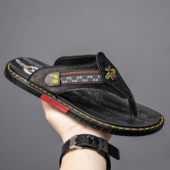 Muške flip-flopice od kože goveda s dizajnom Little Bee – casual ljetne papuče