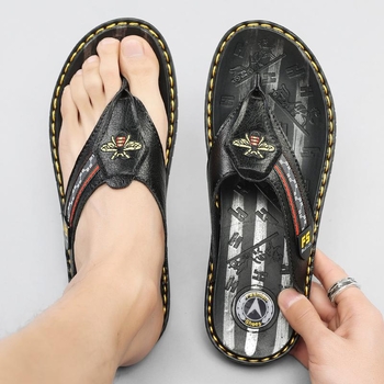 Muške flip-flopice od kože goveda s dizajnom Little Bee – casual ljetne papuče