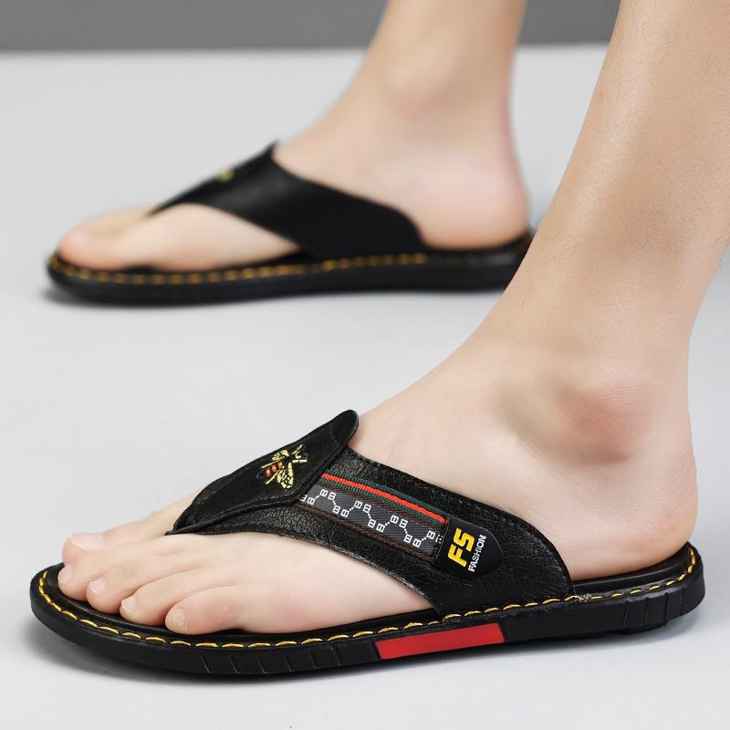 Muške flip-flopice od kože goveda s dizajnom Little Bee – casual ljetne papuče