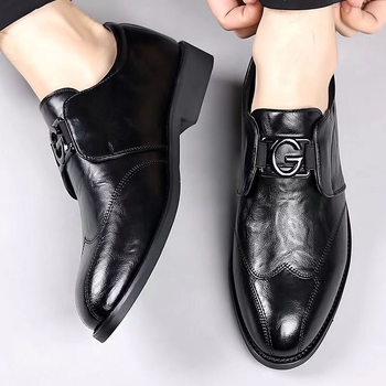Mildon 5206 Muške slip-on loaferice s kopčom, PU koža, mrežasti uzorak, casual britanski stil
