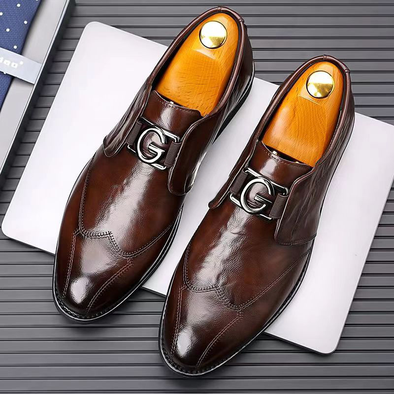 Mildon 5206 Muške slip-on loaferice s kopčom, PU koža, mrežasti uzorak, casual britanski stil