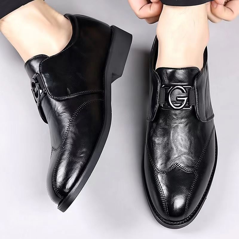 Mildon 5206 Muške slip-on loaferice s kopčom, PU koža, mrežasti uzorak, casual britanski stil
