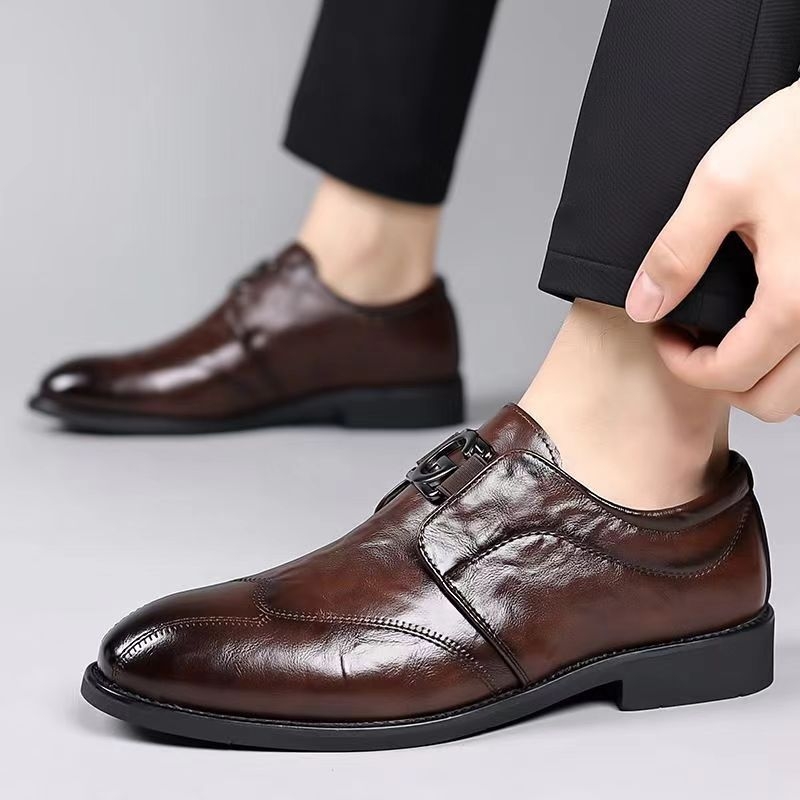 Mildon 5206 Muške slip-on loaferice s kopčom, PU koža, mrežasti uzorak, casual britanski stil