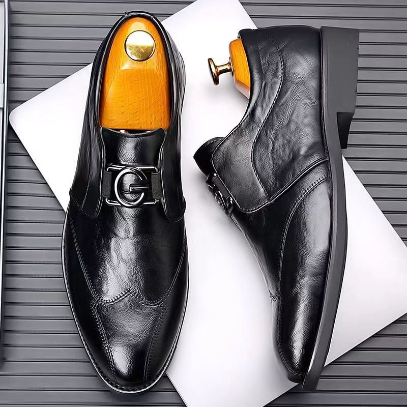 Mildon 5206 Muške slip-on loaferice s kopčom, PU koža, mrežasti uzorak, casual britanski stil