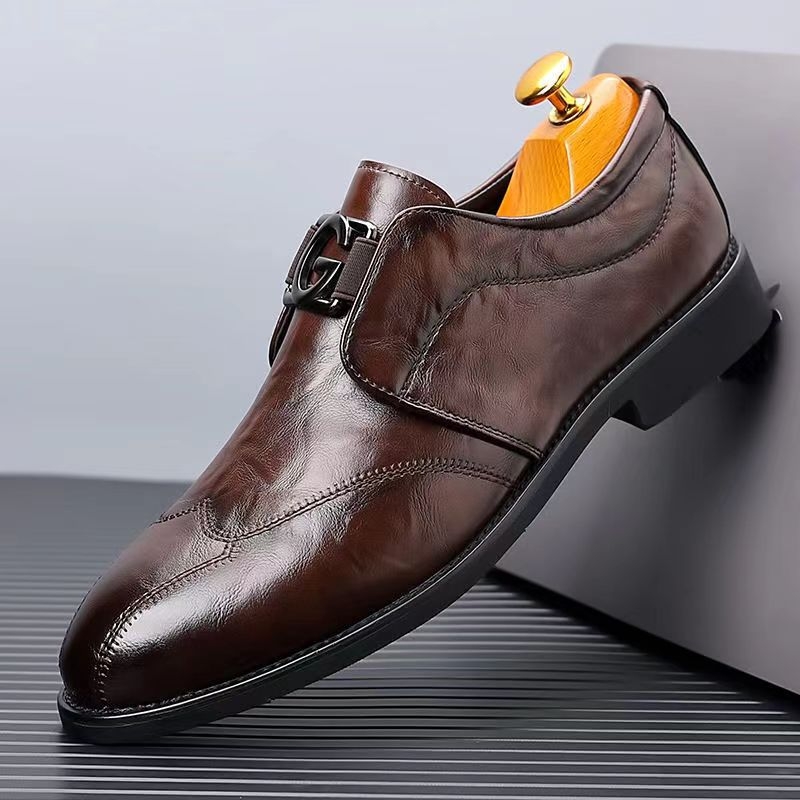 Mildon 5206 Muške slip-on loaferice s kopčom, PU koža, mrežasti uzorak, casual britanski stil