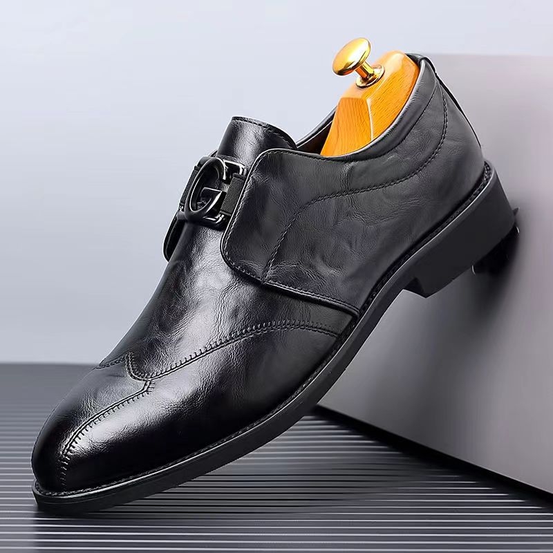 Mildon 5206 Muške slip-on loaferice s kopčom, PU koža, mrežasti uzorak, casual britanski stil