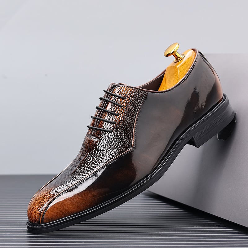 Muške kožne cipele s uzorkom krokodila, britski stil, elegantne poslovne cipele.
