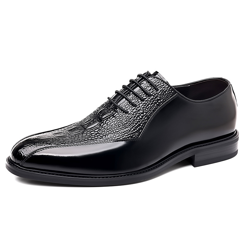 Muške kožne cipele s uzorkom krokodila, britski stil, elegantne poslovne cipele.