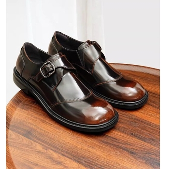 Prave kožne sjajne monk cipele, slip-on, poslovno-casual stil, okrugli nos