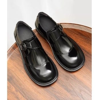 Prave kožne sjajne monk cipele, slip-on, poslovno-casual stil, okrugli nos