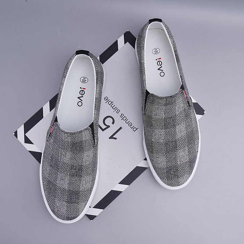 Muške slip-on tenisice od platna s kariranim uzorkom, prozračne za ljeto