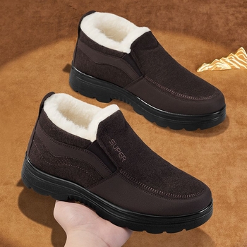 Мъжки зимни обувки тип dad shoes с дебел велур и вълнена подплата, топли, против подхлъзване, без връзки за ежедневна употреба