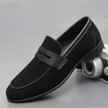 Muške kožne loaferice slip-on s brogue detaljima, britanski stil, prozračne, oštri nos